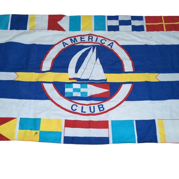 America Club Blanket Multicolor Nautical Boat Flags Vintage 56x90 - Picture 1 of 10